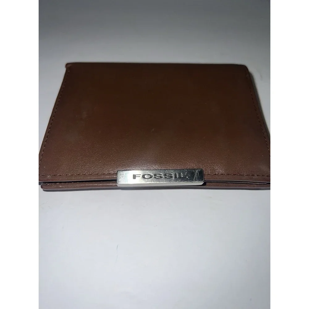 Fossil Mens Credit Card‎ Holder Wallet Brown Leather Bifold